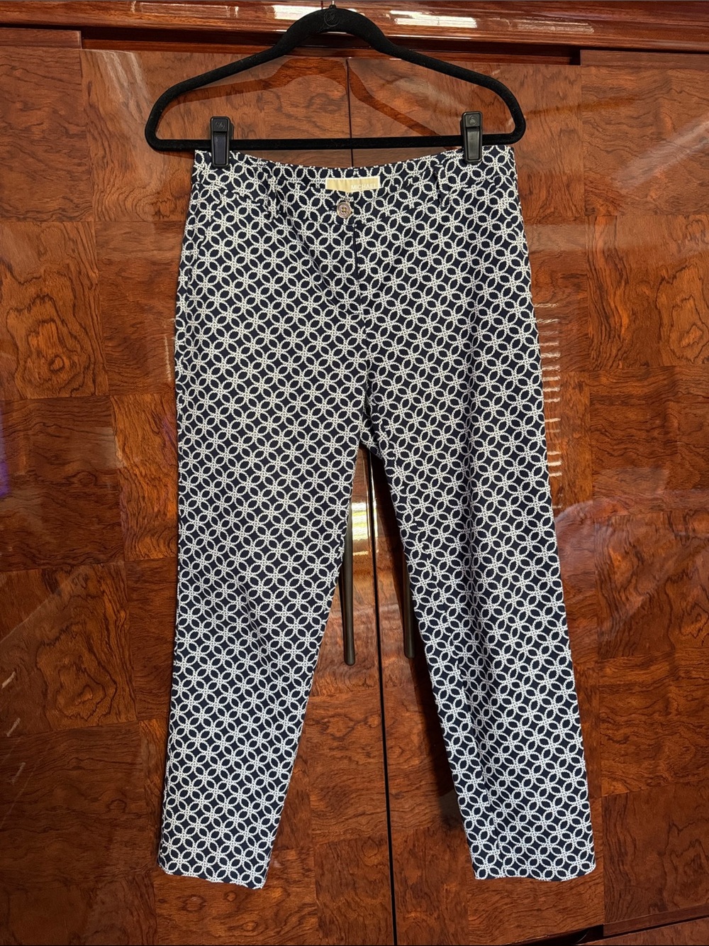 Michael Kors Navy & White Geometric Stretch Chinos